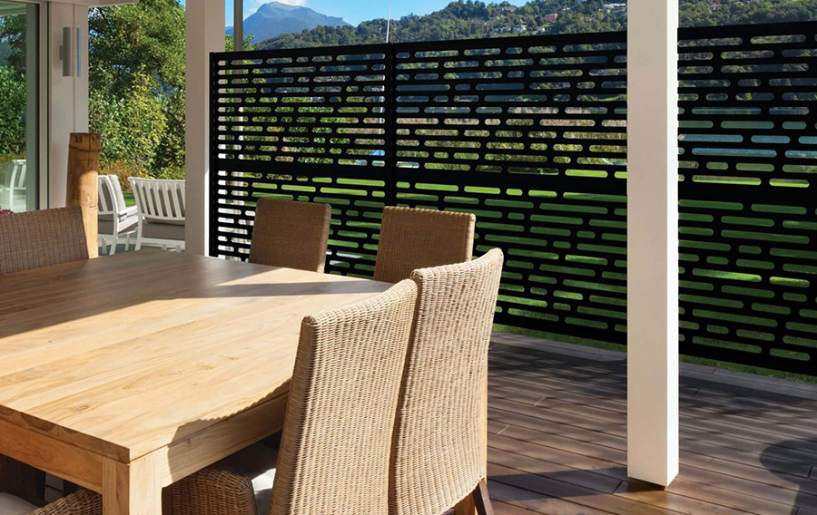 A modern Morse privacy panel from Barrette Outdoor Living