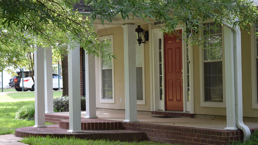 Square fluted porch columns are perfect for a classic Colonial home