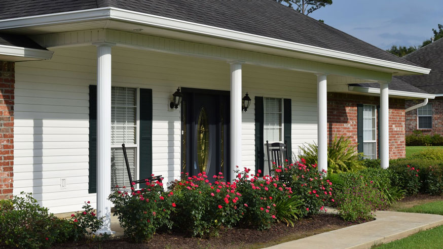 Round fluted porch columns deliver rich, classical beauty