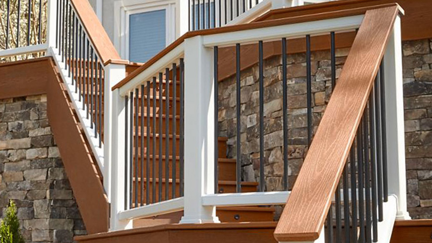 Trex Transcend Railing with a continuous drink rail