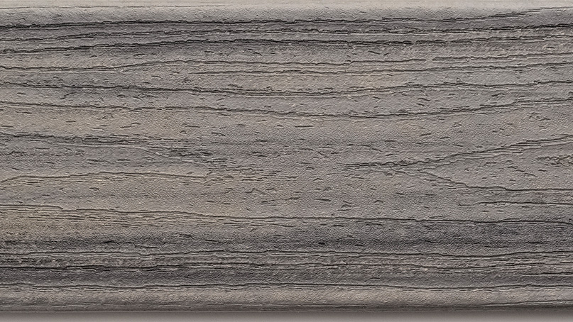 A close-up of the texture of Trex Transcend Island Mist decking