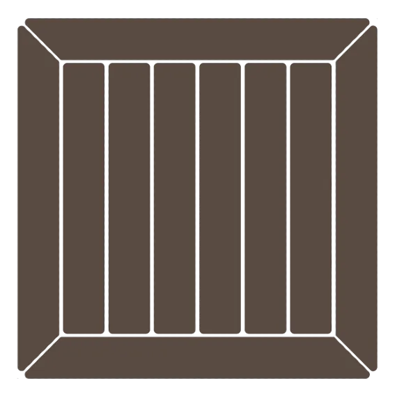 A diagram showing a picture frame deck layout, sometimes called a race track, with deck boards around the outside of the deck in a square