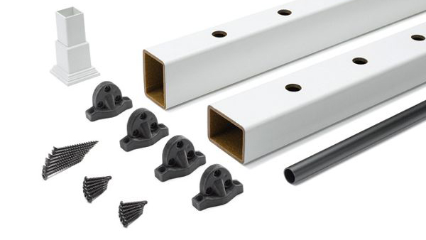 The contents of a Trex Select Level Rail Kit