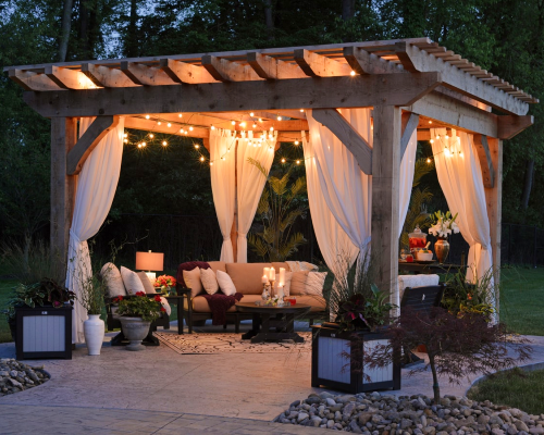 Add a backyard pergola build to enhance your space for an end-of-summer party for friends and family