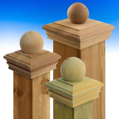 Gain a bold, contemporary look for your outdoor living space with Ball Top post caps atop your deck railing posts
