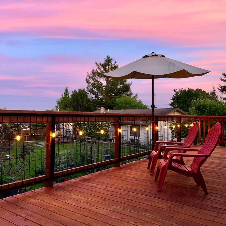 Make your home's backyard the number one spot in the neighborhood with the beautiful nighttime sights of a deck railing using Wild Hog Railing panels