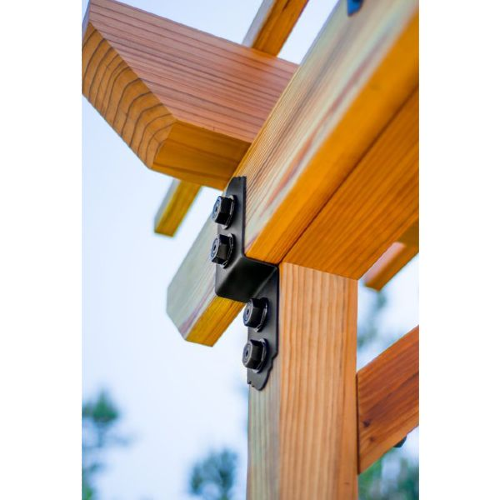 Post to Beam brackets are crafted from solid, powder-coated steel to create a strong wood to wood connection perfect for DIY patio and deck furniture builds