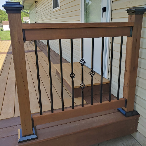 Solar deck lighting such as solar post lights, solar rail lighting, and solar post-mount lighting illuminates our Deck of the Month winner's space