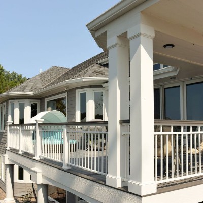 Deck and porch columns create a beautiful outdoor entry way or backyard area that opens up to welcome family, friends, and guests