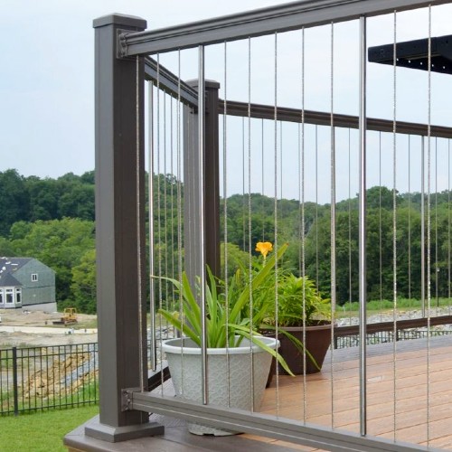 The stunning new look of the Key-Link Vertical Cable Railing system can enhance the overall look of your outdoor space