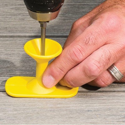 The brilliant Never Miss Screw Guide allows DIY deck builders to drive deck board fasteners in place quickly and easily