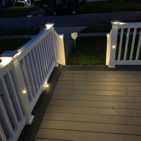 Beautiful post cap lights can highlight your deck posts and deck railing design for an attractive nighttime outdoor space