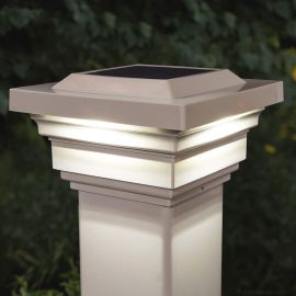 With a strong, structured profile the Regal Solar Post Cap Light adds a tough touch of detail to any deck railing system