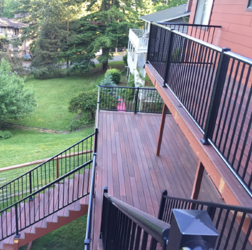 Read more about what to look for as you shop around for the best metal deck railing system to match with your home's style and aesthetic like this Century Aluminum railing deck update