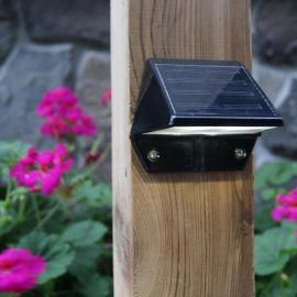 Choose to mount a helpful dash of light along outdoor staircases and deck railings with a solar deck rail lighting fixture such as a Solar Rail Light by Classy Caps