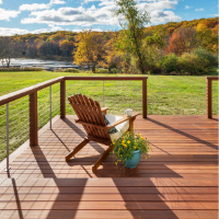 Feeney Cable deck railing system creates a strong deck railing system with open views of steel cable runs
