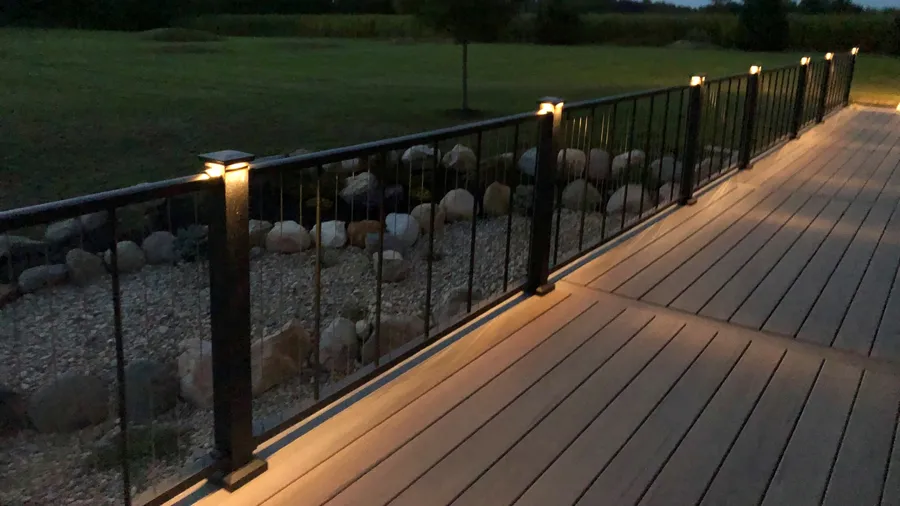 Fortress deck lighting brightening up a deck at night